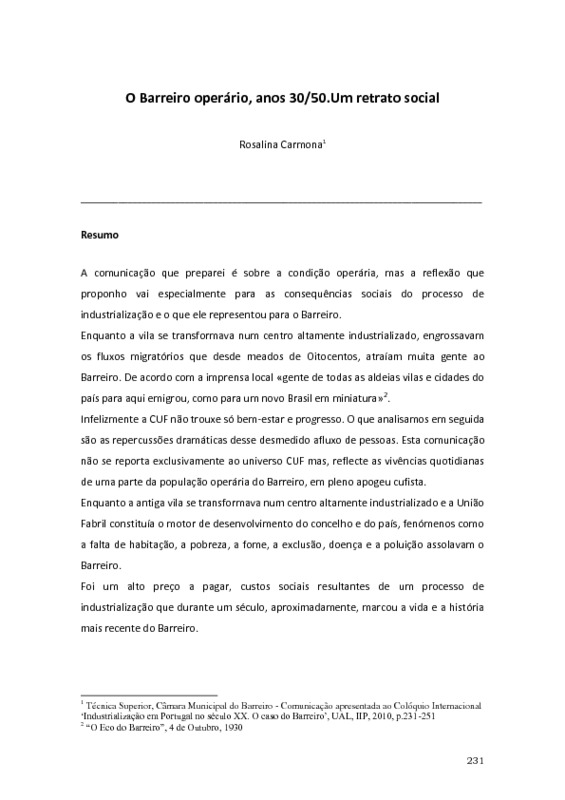 O Barreiro Operário, anos 30-50. Um retrato social.pdf O Barreiro Operário, anos 30-50. Um retrato social.pdf